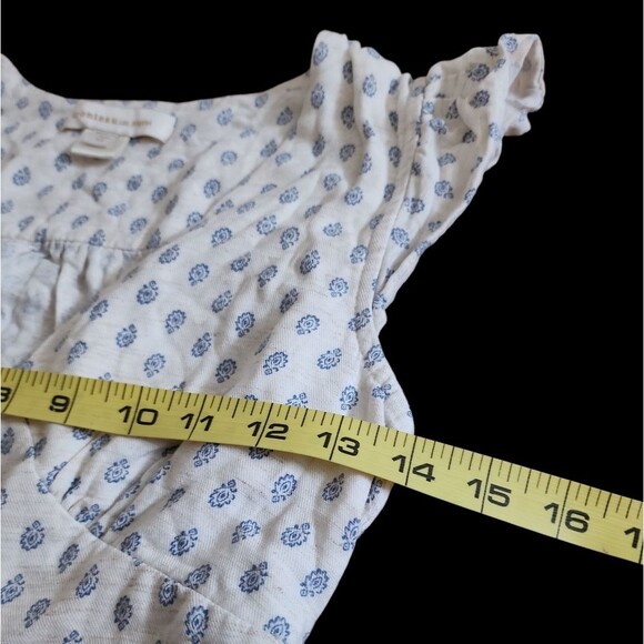 Monteau Los Angeles Empire Waist Maxi Dress Size XS Blue White Rayon Linen Blend - Picture 4 of 13